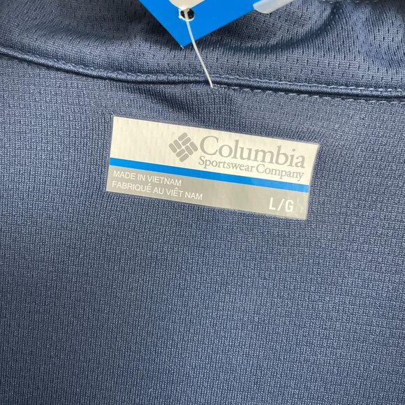 NEW Columbia Men's L Polo Shirt Omni-Shade UPF 40 Sun Protection Blue & Navy - Picture 5 of 9